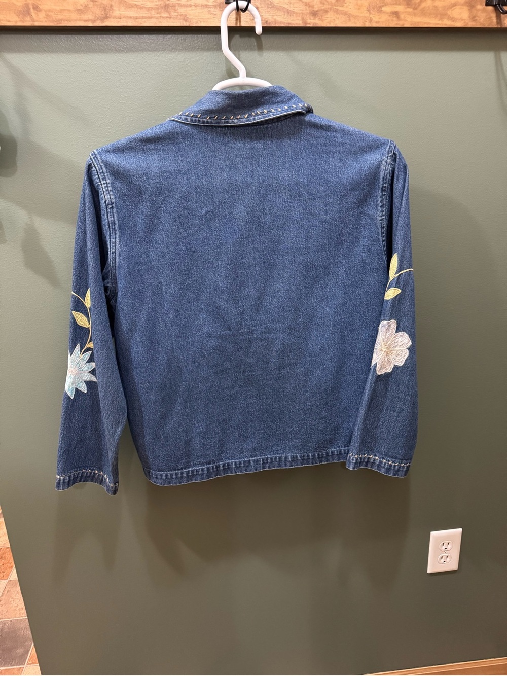 new directions Blue Denim Jacket with Pastel Floral Embroidery - Picture 6 of 9